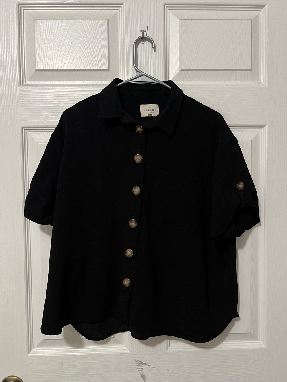 Sezane Laurine Button Down in Black - Picture 2 of 5